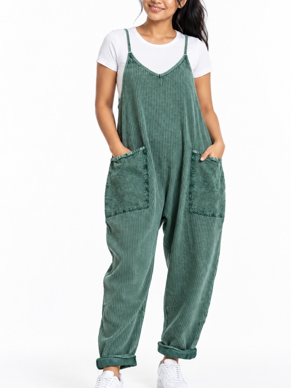 Free People Green Waffle Hot Shot Onesie
